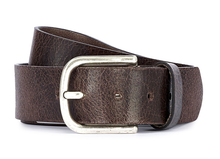 - Klassischer Herren-Gürtel, aus Leder, 4 cm breit, in Größe 090 bis 120, in Farbe DUNKELBRAUN Ansicht 1