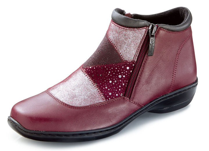 - Stiefelette mit geprägten Materialmix-Einsätzen, in Größe 037 bis 042, in Farbe BORDEAUX Ansicht 1