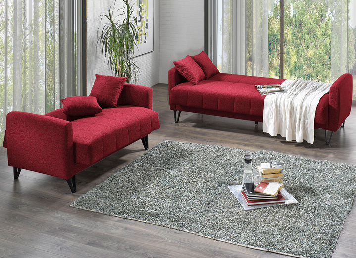 Funktions-Polstermöbel - Frei im Raum aufstellbare Polstermöbel mit Kippfunktion, in Farbe ROT, in Ausführung Dreisitzer Ansicht 1