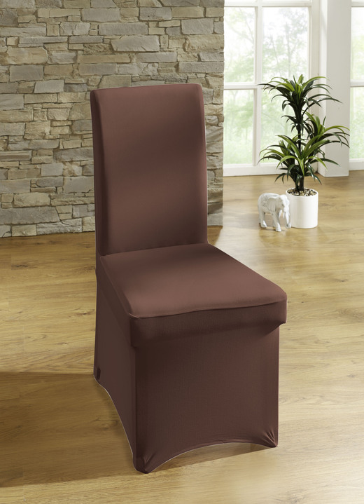- Stuhlbezug und Stuhlhusse mit optimaler Passform, in Größe 106 (Stuhlbezug, 2er-Pack) bis 112 (Stuhlhusse), in Farbe BRAUN