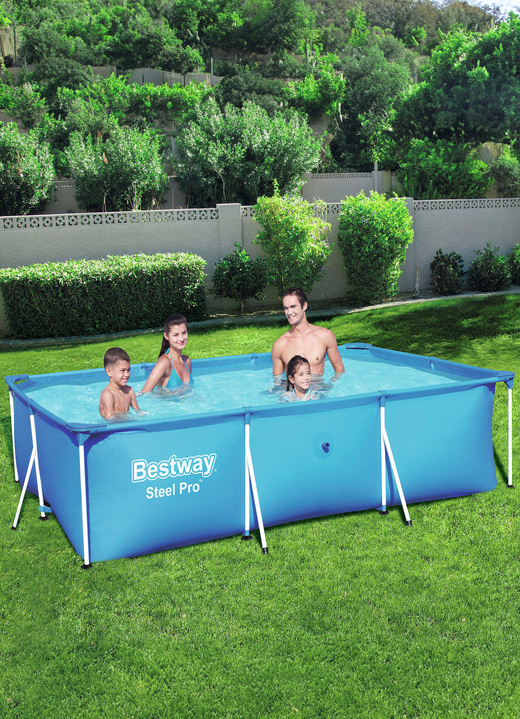 Freizeitspass - Rechteckiges Pool-Set, gross aus robustem TriTech-Material, in Farbe BLAU Ansicht 1