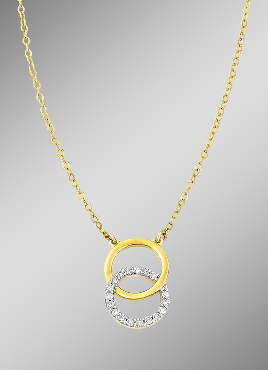 mit Diamanten - Moderne Halskette mit 18 Diamanten, in Farbe  Ansicht 1