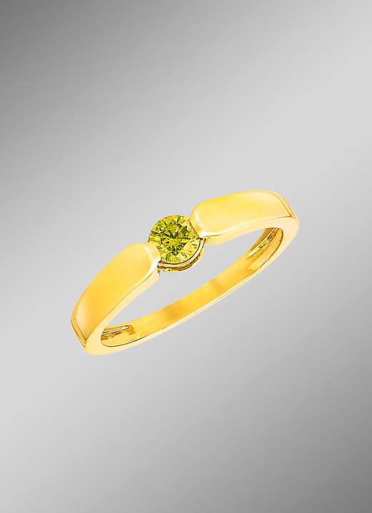 mit Diamanten - Wundervoller Damenring mit gelbem Canary-Brillant, in Größe 160 bis 220, in Farbe
