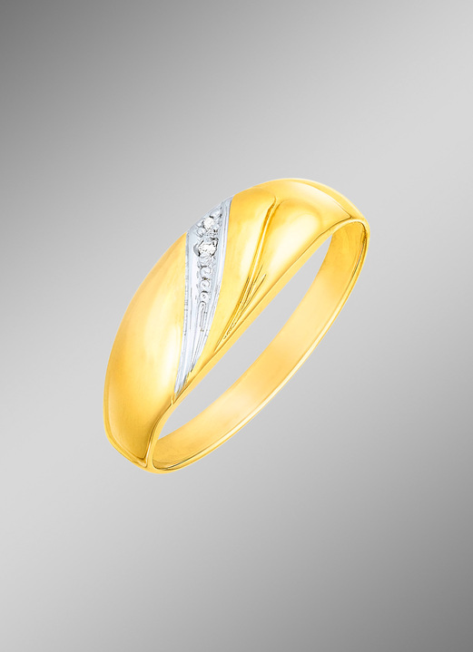 mit Diamanten - Eleganter Damenring in Bicolor mit Diamant, in Größe 160 bis 220, in Farbe  Ansicht 1