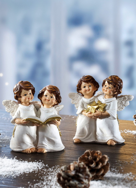 - Engelpaar aus Polyresin, 2er-Set, in Farbe WEISS-GOLD Ansicht 1