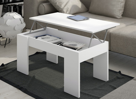 Couchtisch mit hochklappbarer Tischplatte und Staufach