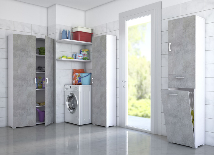 Regale & Schränke - Praktische Schränke in geradlinigem Design, in Farbe WEISS-BETON, in Ausführung Schrank, 2-türig Ansicht 1