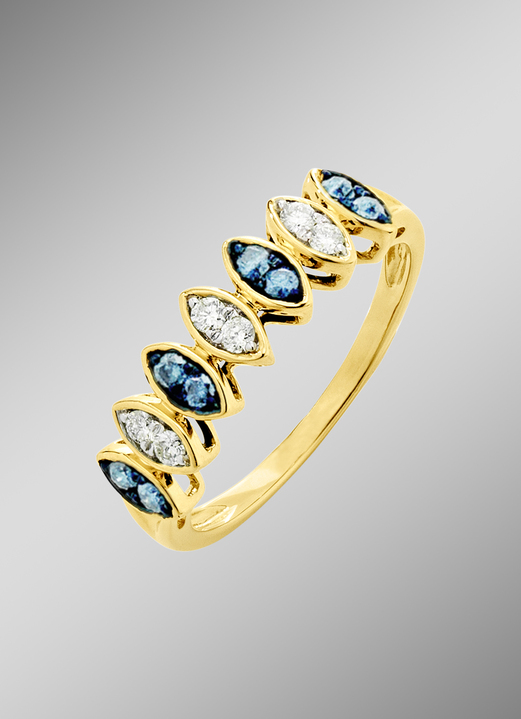 mit Diamanten - Damenring mit Brillanten in Blau und Weiss, in Größe 160 bis 220, in Farbe