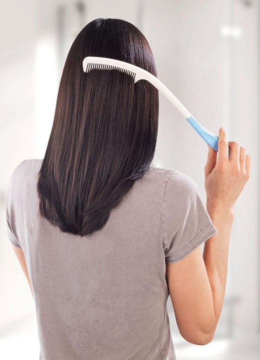 - Haarkamm mit Anti-Rutsch beschichtetem Griff, in Farbe CREME-HELLBLAU Ansicht 1