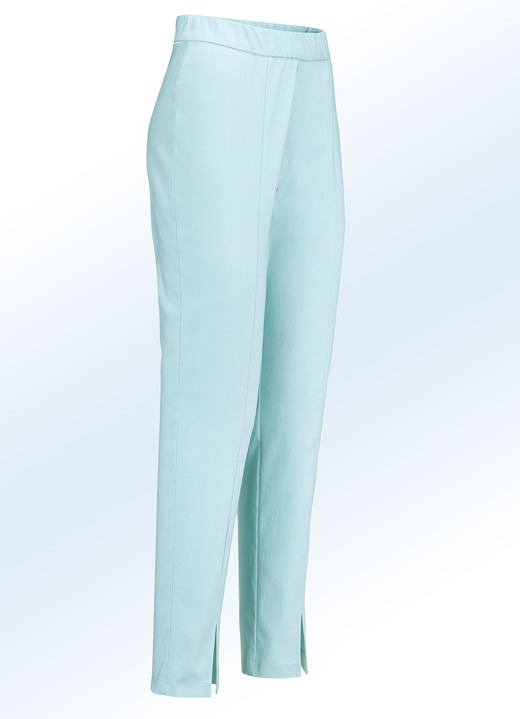 Damenmode - Hose mit angesagten Beinschlitzen, in Größe 018 bis 052, in Farbe AQUA Ansicht 1