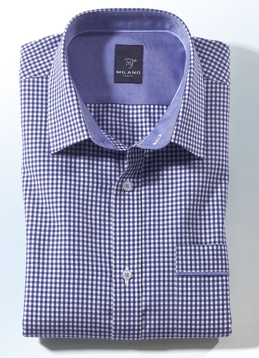 Hemden, Pullover & Shirts - «Milano Italy»- Hemd in Kurz-und Langarm in 4 Farben Hemden, Pullover & Shirts - «Milano Italy»- Hemd in Kurz-und Langarm in 4 Farben, in Größe 038 bis 048, in Farbe MARINE-WEISS