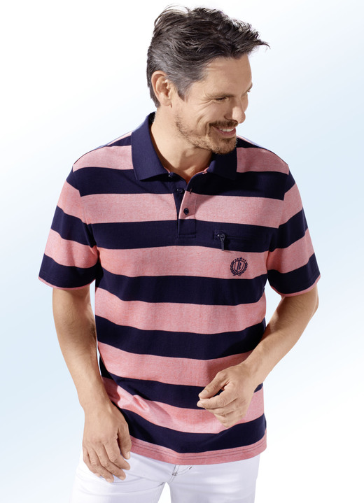 - Poloshirt in 2 Farben, in Größe 046 bis 062, in Farbe KORALLE-MARINE Ansicht 1
