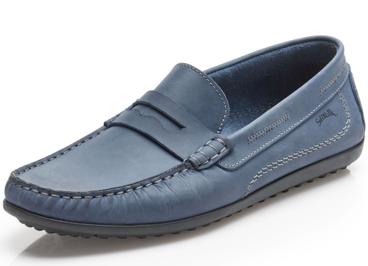 - Mokassin-Slipper mit Lederdecksohle, in Größe 040 bis 046, in Farbe JEANS