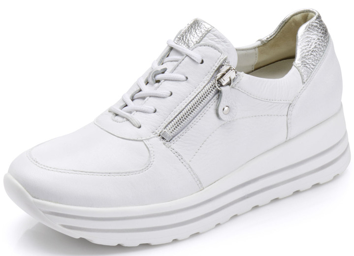 Komfortschuhe - Waldläufer, bequeme Damen-Sneaker, Weite H, mit herausnehmbarem Fussbett, in Größe 3 1/2 bis 8, in Farbe WEISS Ansicht 1