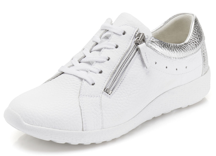 Komfortschuhe - Waldläufer, bequeme Damen-Schnürschuhe, Weite K, mit herausnehmbarem Fussbett, in Größe 3 1/2 bis 8, in Farbe WEISS-SILBER Ansicht 1