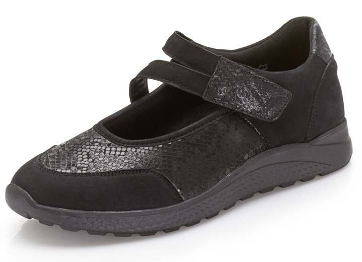 - Waldläufer Slipper mit Elastikeinsatz im Ballenbereich, in Größe 3 1/2 bis 8, in Farbe SCHWARZ Ansicht 1