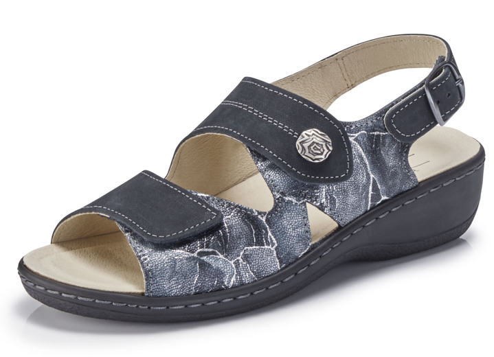 Komfortschuhe - ELENA EDEN, bequeme Damen-Sandalen, Weite H, mit herausnehmbarem Fussbett, in Größe 036 bis 042, in Farbe DUNKELBLAU Ansicht 1