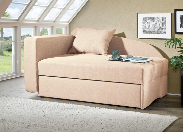 - Schlafsofa mit Bonnellfederung, in Farbe CREME, in Ausführung Armlehne links Ansicht 1