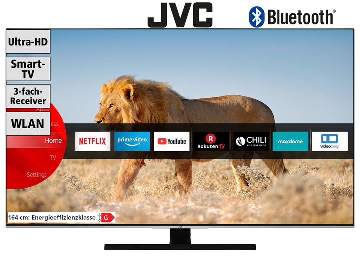 - JVC LED-Fernseher mit 4K-Ultra-HD-Auflösung, in Farbe SCHWARZ Ansicht 1