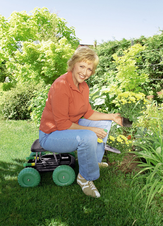 Garten - Rollsitz mit stabilem Stahlrohrgestell, in Farbe GRÜN-SCHWARZ Ansicht 1