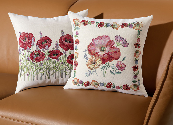 - Kissenbezüge mit farbenprächtigen Blumenmotiven, in Farbe BUNT, in Ausführung Kissenbezug Mohnblumen Ansicht 1