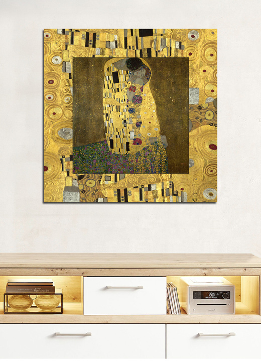 Modern - Bild Der Kuss des Künstlers Gustav Klimt, in Farbe GOLD Ansicht 1