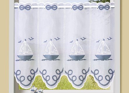 Kurzvorhang aus besticktem Batist mit Stangendurchzug