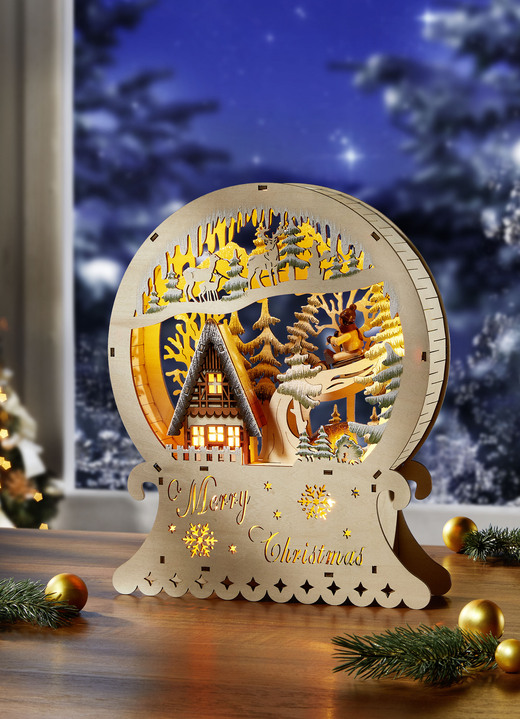 Weihnachten - Beleuchtete Holzdekoration, in Farbe NATUR