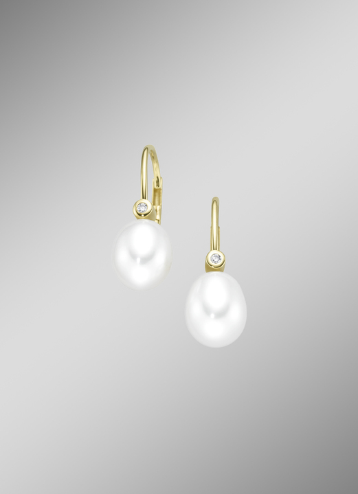 mit Perlen - Ohrringe mit Süsswasser-Zuchtperlen, in Farbe  Ansicht 1