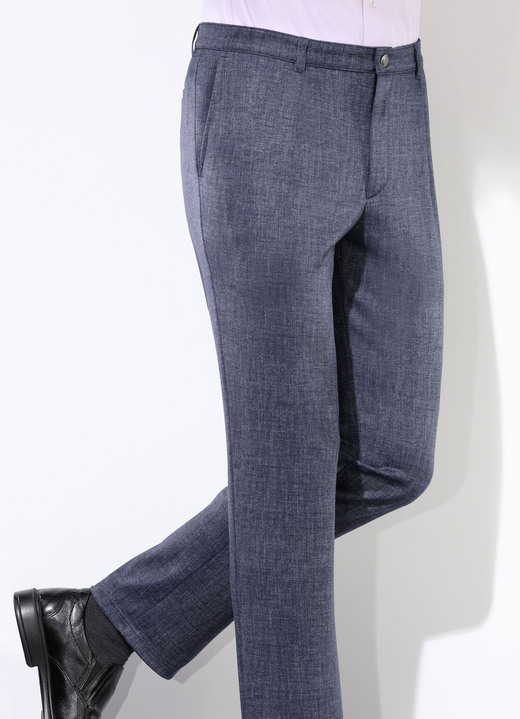 Herrenmode -  «Klaus Modelle»-Hose in 4 Farben, in Größe 024 bis 062, in Farbe DUNKELBLAU MELIERT Ansicht 1