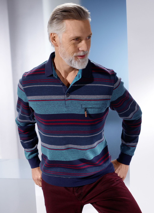 Hemden, Pullover & Shirts - Sweatshirt von «Hajo», in Größe 046 bis 062, in Farbe MARINE-PETROL-ROT