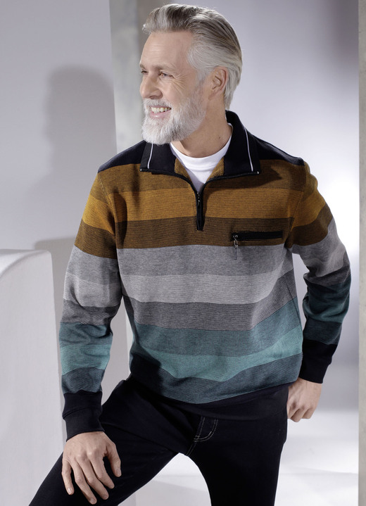 Hemden, Pullover & Shirts - Sweatshirt von «Hajo», in Größe 046 bis 062, in Farbe ROST-ANTHRAZIT-PETROL