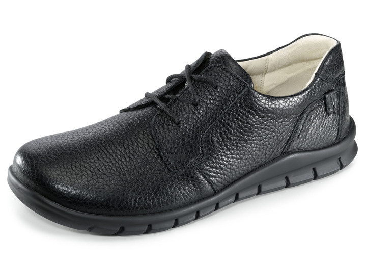 - Waldläufer Schnürschuh aus hochwertigem Hirsch-Nappaleder, in Größe 10 bis 9 1/2, in Farbe SCHWARZ Ansicht 1