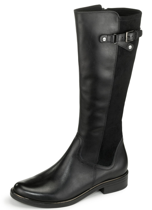 - Caprice Stiefel aus edlem Nappaleder und elastischem Textilmaterial, in Größe 3 1/2 bis 8, in Farbe SCHWARZ Ansicht 1