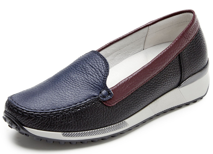 Komfortschuhe - Waldläufer Mokassin-Slipper aus edlem, weichem Hirsch-Nappaleder, in Größe 3 1/2 bis 8, in Farbe SCHWARZ-MULTI Ansicht 1