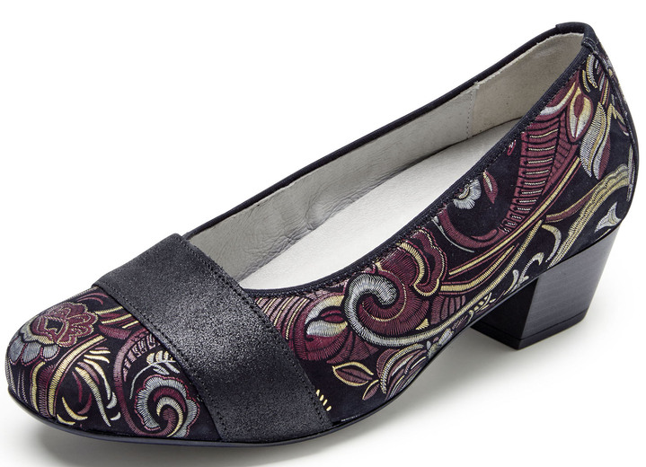 Komfortschuhe - Waldläufer, bequeme Damen-Pumps, Weite K, mit herausnehmbarem Fussbett, in Größe 3 1/2 bis 8, in Farbe SCHWARZ-BUNT Ansicht 1