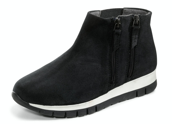 Komfortschuhe - Bootie mit zwei Reissverschlüssen, in Größe 036 bis 042, in Farbe SCHWARZ Ansicht 1