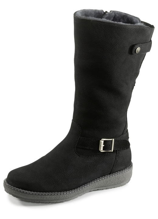 Komfortschuhe - Waldläufer Stiefel mit Zierschnalle Komfortschuhe - Waldläufer Stiefel mit Zierschnalle, in Größe 4 1/2 bis 9, in Farbe SCHWARZ
