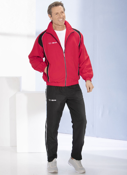Sport- & Freizeitmode - Freizeitanzug von «alpas» Sport- & Freizeitmode - Freizeitanzug von «alpas», in Größe 3XL (58) bis XXL (56), in Farbe ROT-SCHWARZ