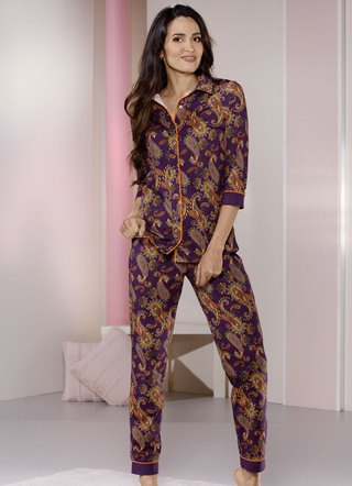 Laurina Pyjama mit durchgehender Knopfleiste