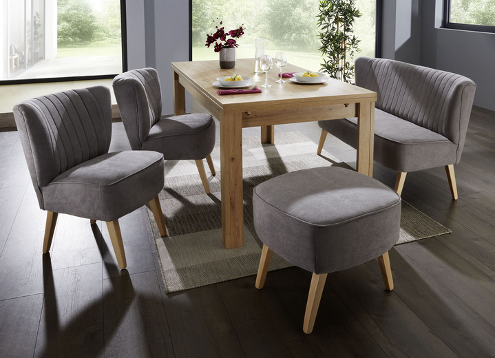 Sitzmöbel - Moderne Esszimmermöbel mit Holzfüssen in Buche, in Farbe HELLGRAU, in Ausführung Zweisitzer Ansicht 1