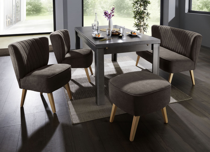 Sitzmöbel - Moderne Esszimmermöbel mit Holzfüssen in Buche, in Farbe DUNKELBRAUN, in Ausführung Hocker Ansicht 1