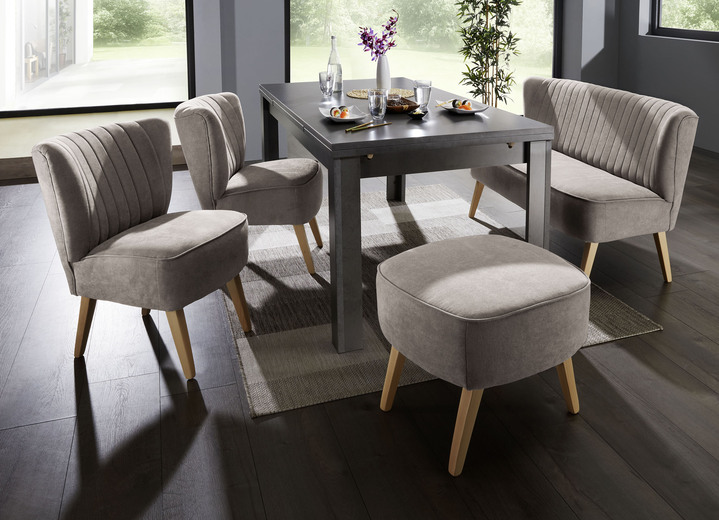 Sitzmöbel - Moderne Esszimmermöbel mit Holzfüssen in Buche, in Farbe TAUPE, in Ausführung Hocker Ansicht 1