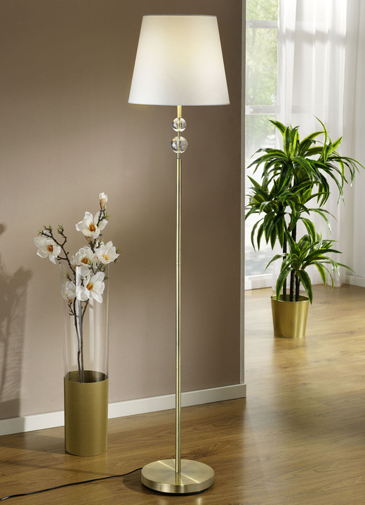 - Stilvolle Stehlampe aus altmessingfarbenem Metall, in Farbe ALTMESSING