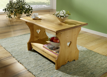 Couchtisch aus massivem, gewachstem Tannenholz