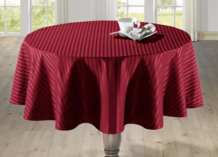 Tischdecken - Feine Tisch- und Raumdekoration mit glänzendem Streifendessin, in Größe 100 (Läufer, 40/150 cm) bis 404 (Kissenbezug, 40/ 40 cm), in Farbe BORDEAUX Ansicht 1