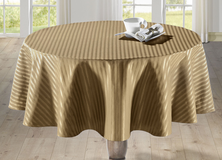 Tischdecken - Feine Tisch- und Raumdekoration mit glänzendem Streifendessin, in Größe 100 (Läufer, 40/150 cm) bis 404 (Kissenbezug, 40/ 40 cm), in Farbe CAPPUCCINO Ansicht 1
