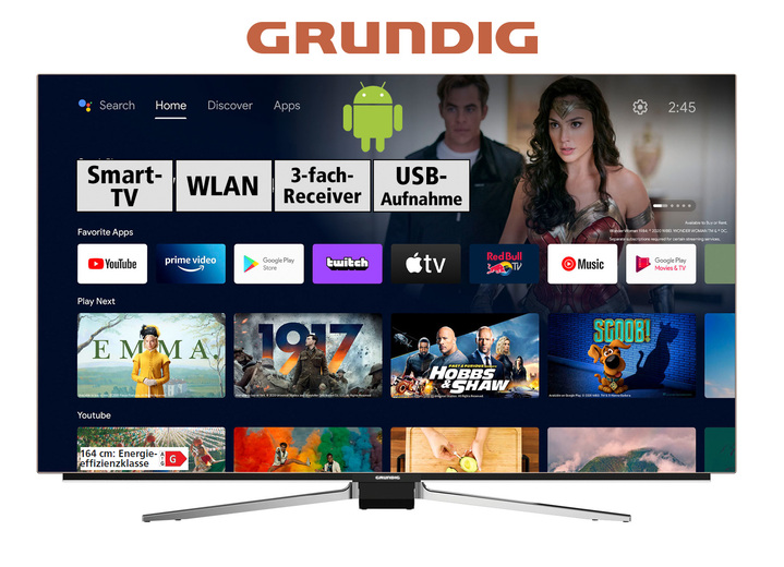 - Grundig 4K-Ultra-HD-OLED-Fernseher mit WLAN, in Farbe SCHWARZ Ansicht 1