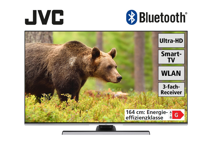 Fernseher - JVC 4K-Ultra-HD LED-Fernseher, in Farbe SCHWARZ Ansicht 1