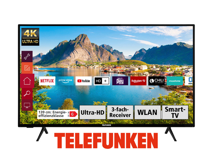 - Telefunken 4K-UHD-LED-Fernseher mit Smart-TV, in Farbe SCHWARZ Ansicht 1